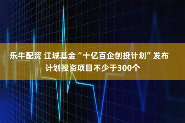 乐牛配资 江城基金“十亿百企创投计划”发布   计划投资项目不少于300个
